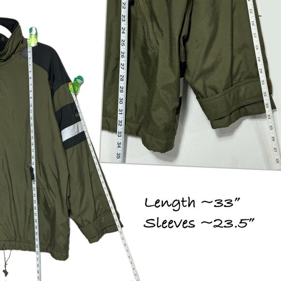 VTG Nylon Jacket Weather Resistant insulated PU-Coated Structure Sport Men L Grn - Picture 8 of 13
